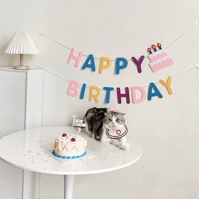 Dây Cờ Kéo Chữ Happy Birthday Bằng Nỉ Màu Sắc Ngọt Ngào Trang Trí Tiệc Sinh Nhật