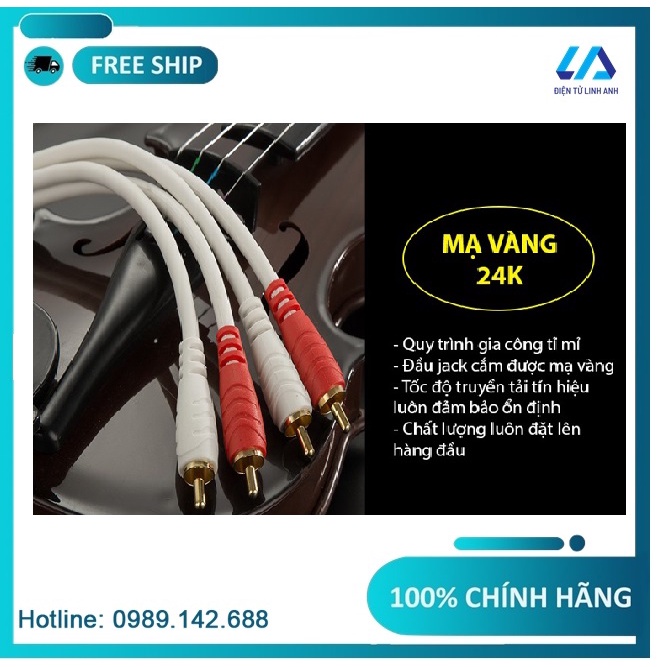Dây tín hiệu 4 đầu bông sen (AV/RCA) JSJ 4421 dài 1.8m - 15m đầu cắm mạ vàng đảm bảo tín hiệu luôn truyền tải ổn định