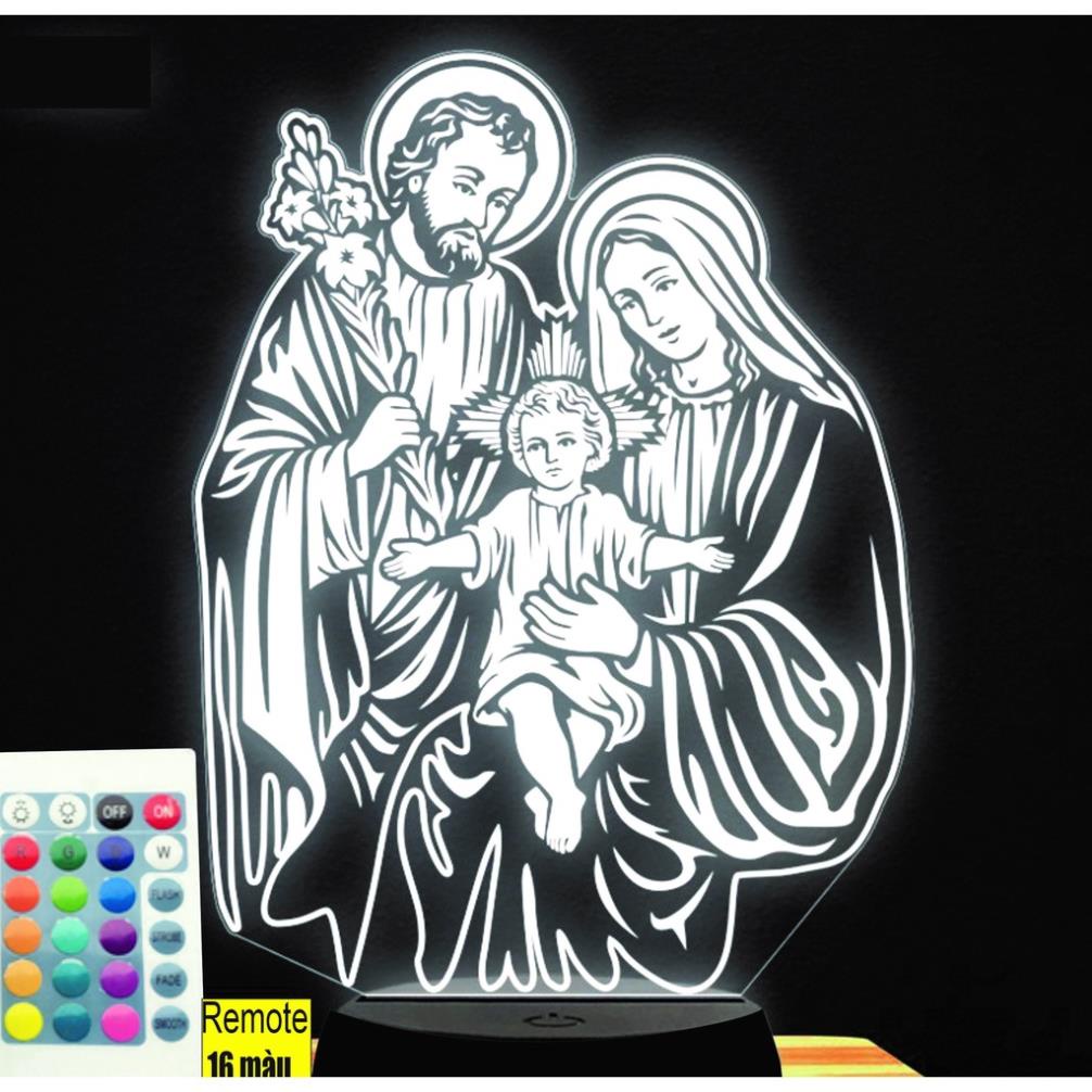Đèn ngủ 3d. Đèn thờ led 16 màu Hình Chúa, Hình thờ tượng Chúa,  khắc hình theo yêu cầu.