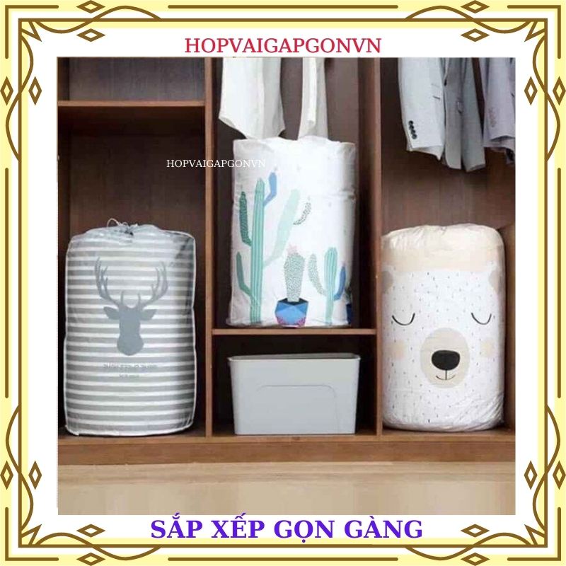 Hộp Vải khung thép đựng đồ đa năng gấp gọn tủ quần áo khung sắt chống ẩm có khóa kéo 2 cửa có thể xếp trồng