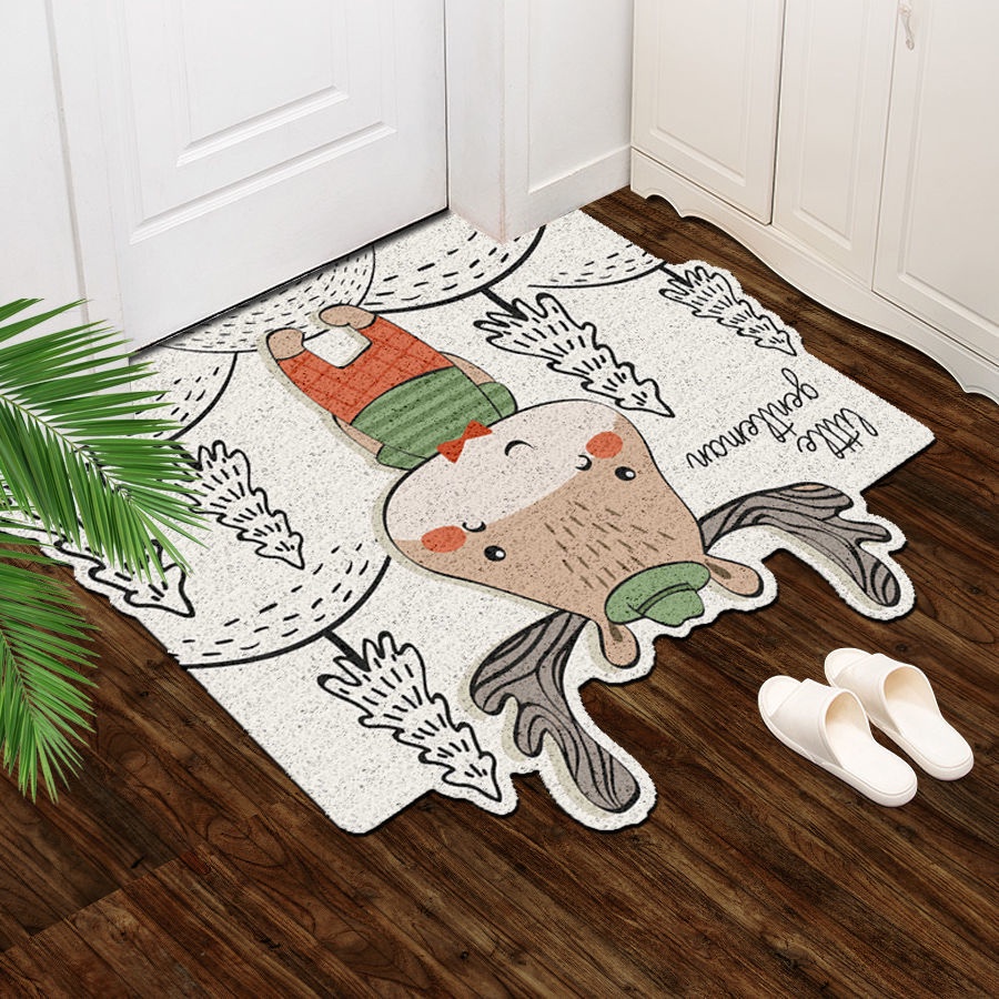 Thảm Lót Sàn Hình Tròn Bằng Pvc In Hoạt Hình Dễ Thương