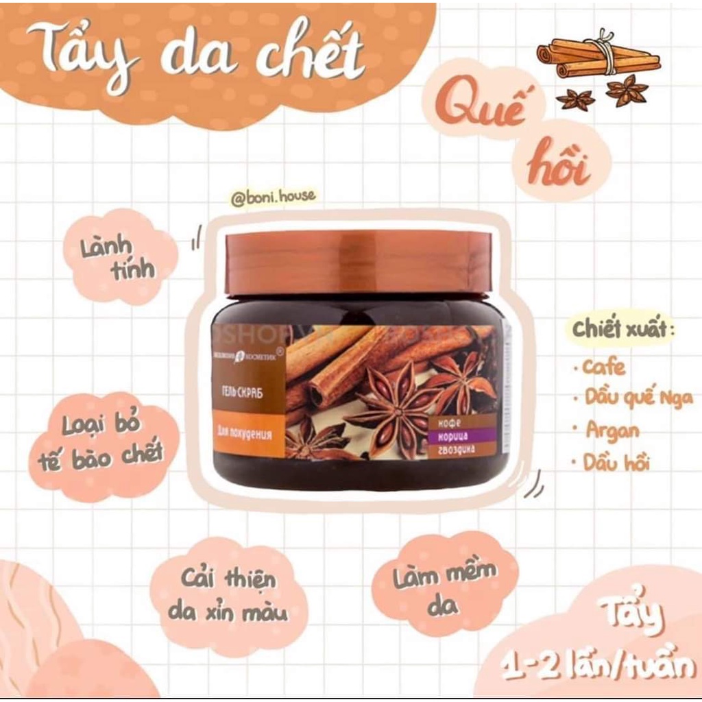Tẩy tể bào toàn thân Quế hồi Cafe - Quế hồi cà phê giúp làm sạch và trắng mịn body
