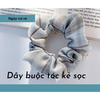Dây buộc tóc màu xanh cột tóc nhiều hình