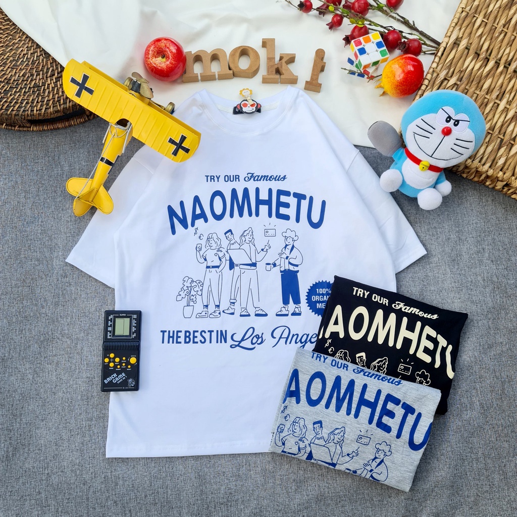 Áo phông áo thun nam nữ tay lỡ from rộng freesize chất cotton thoáng mát chữ NAOHHTE đơn giản mokishop