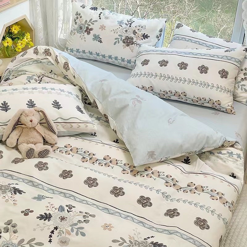 Set Bộ Vỏ Chăn Ga Cotton Living Hoa Nhí Chất Cotton Thoáng Mát (shinbedding)