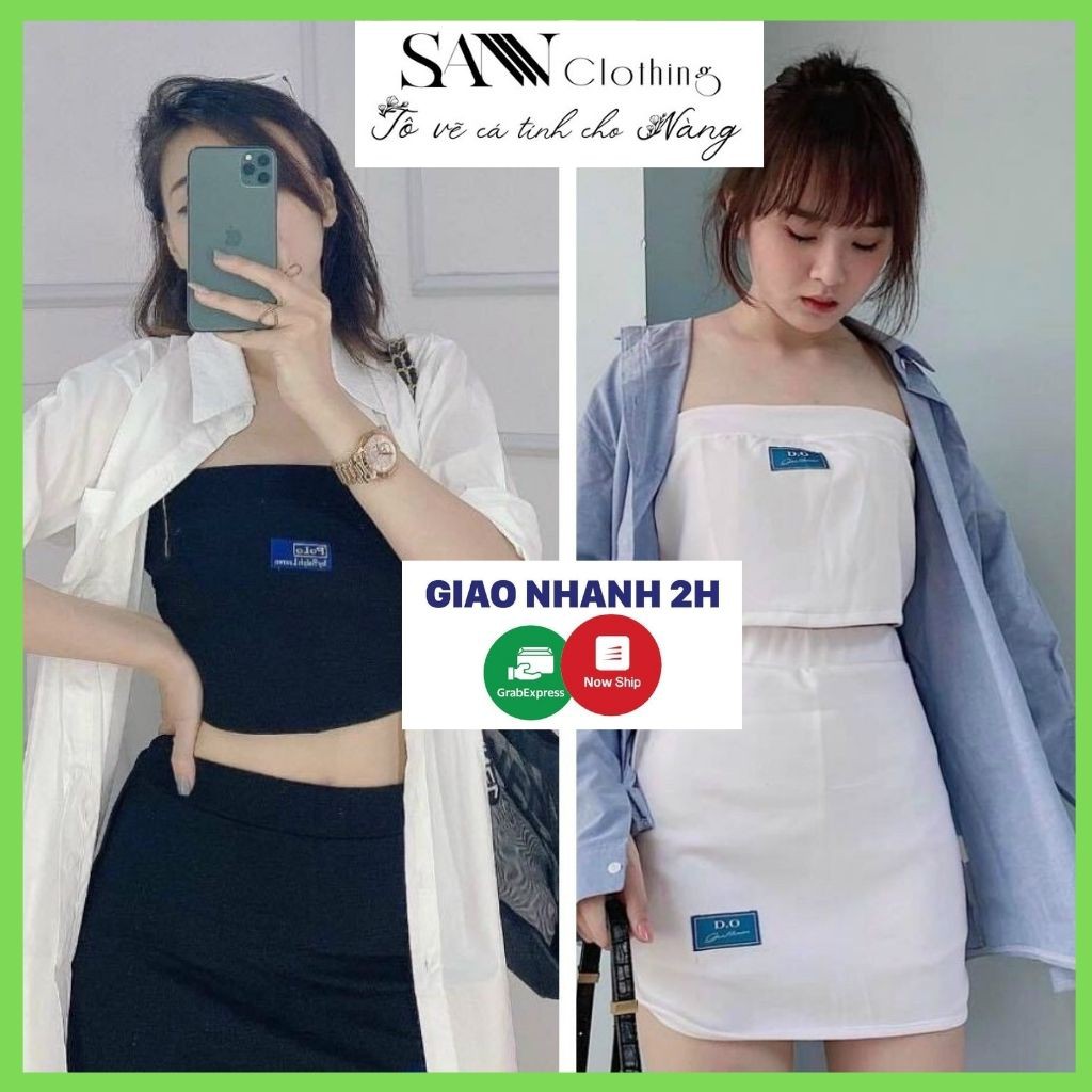 Set sơ mi áo ống chân váy chữ A đi dự tiệc đi dạo đi chơi đầm váy quảng châu xinh xắn,công chúa sang trọng đi chơi-VD021