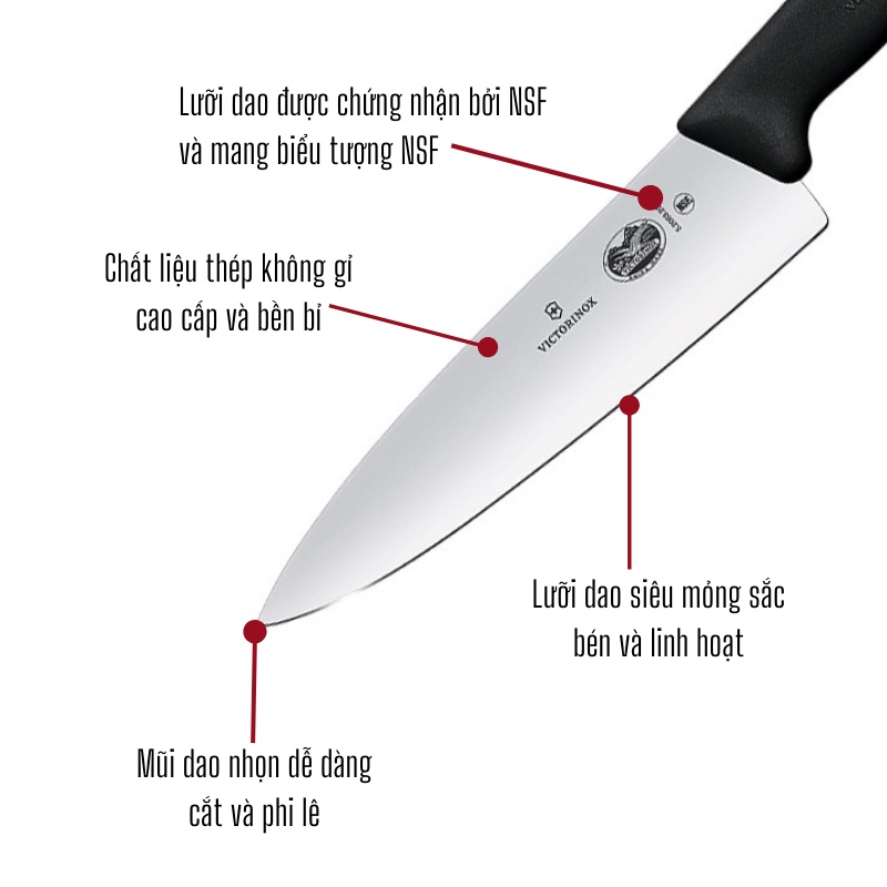 Dao bếp Victorinox Fibrox 12cm - Dao cho bếp chuyên nghiệp siêu sắc nhập khẩu Thụy Sỹ
