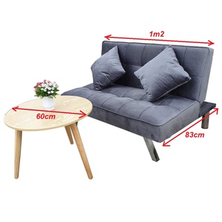 Sofa Bed Mini size 1m2 cho chdv, nhà trọ, Decor Chụp Hình - Sofa Giường Vải Nhung Xám Nhỏ Gọn