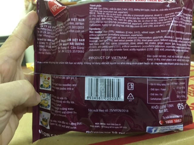 COMBO 5 gói PHỞ BÒ VIFON 65g | BigBuy360 - bigbuy360.vn