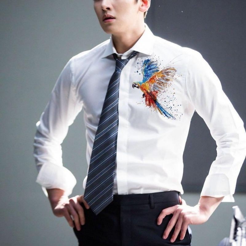 Áo Sơ Mi Đôi Nam Nữ Tay Dài Thiêu Chim Vẹt màu | BigBuy360 - bigbuy360.vn