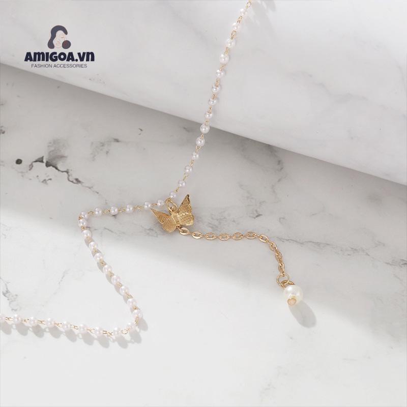 ✨✨ Vòng cổ Mặt Hình Bướm Đính Ngọc Trai Phong Cách Retro Hàn Quốc
