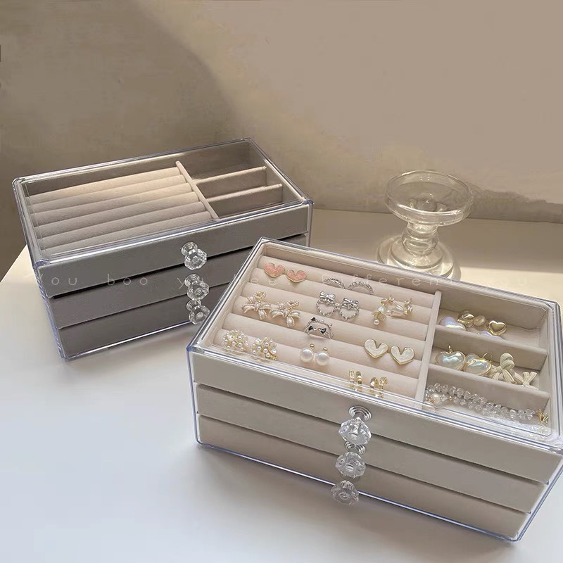 Kệ đựng trang sức 3 tầng, hộp để bông tai sang trọng  hàng có sẵn