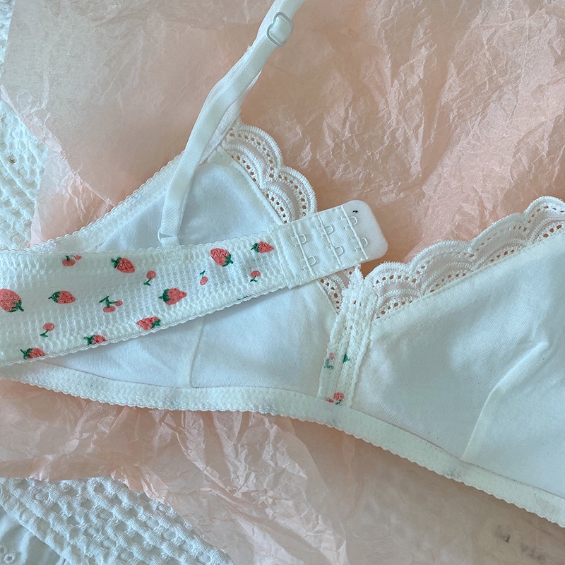 Áo Ngực Cotton Mỏng Không Gọng Thoáng Khí Không Đường May Có Mút Nâng Ngực In Họa Tiết Trái Cây Dễ Thương Cho Nữ