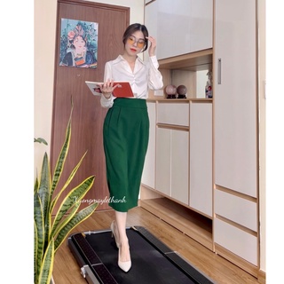 Chân váy công sở Xưởng may Lê Thanh chân váy midi dáng bom