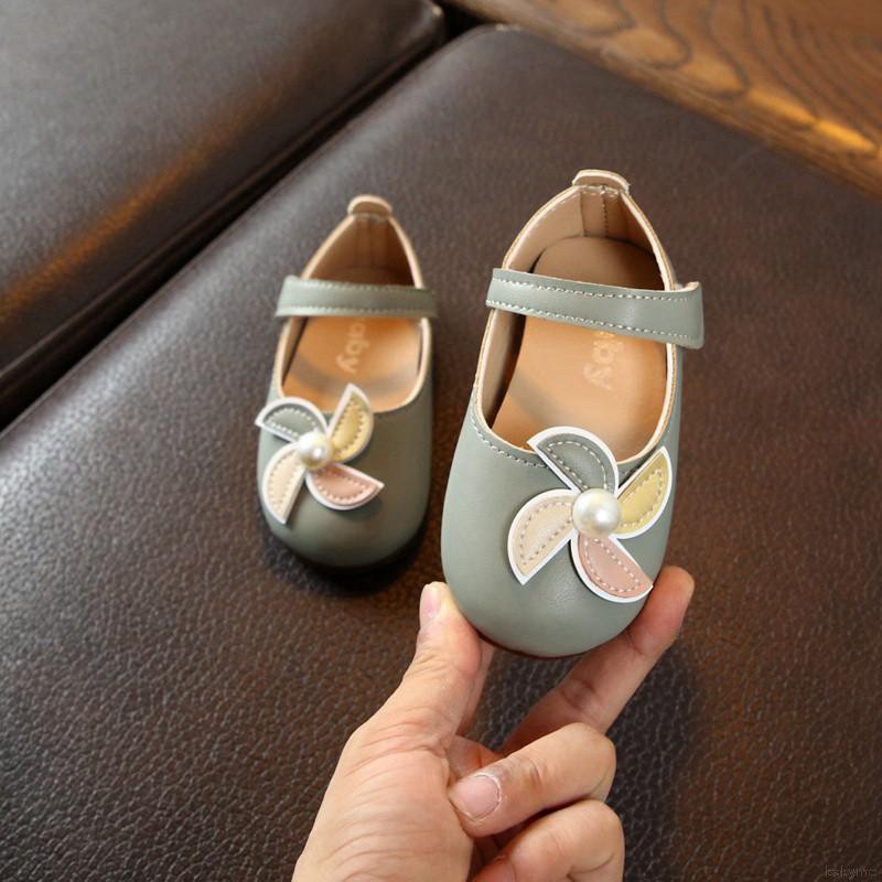 ♕ babyme ღ Baby Girl Anti-Slip Casual Walking Shoes Pearl Sneakers