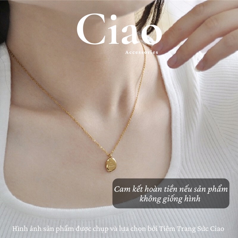 [NEW ITEM] Dây chuyền/ Vòng cổ titan không gỉ mặt tròn khắc chữ tinh tế Letitia Ciao