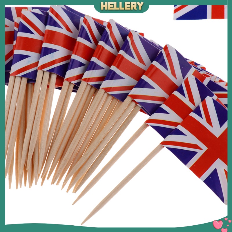 Set 100 Tăm Xỉa Răng Hình Lá Cờ Anh Trang Trí Bánh Kem