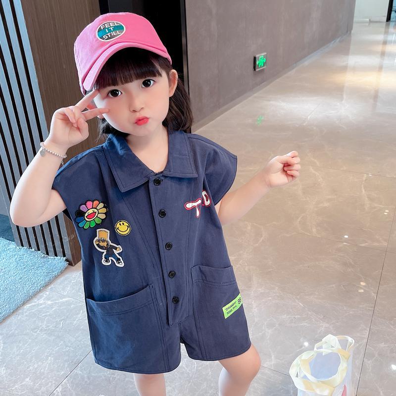 [Babycat] Hàng Có Sẵn Bán Chạy Bộ Áo Liền Quần Tay Ngắn In Hình Hoa Cúc Nhỏ Phong Cách Hàn Nhật Nhật Bản Dành Cho Bé