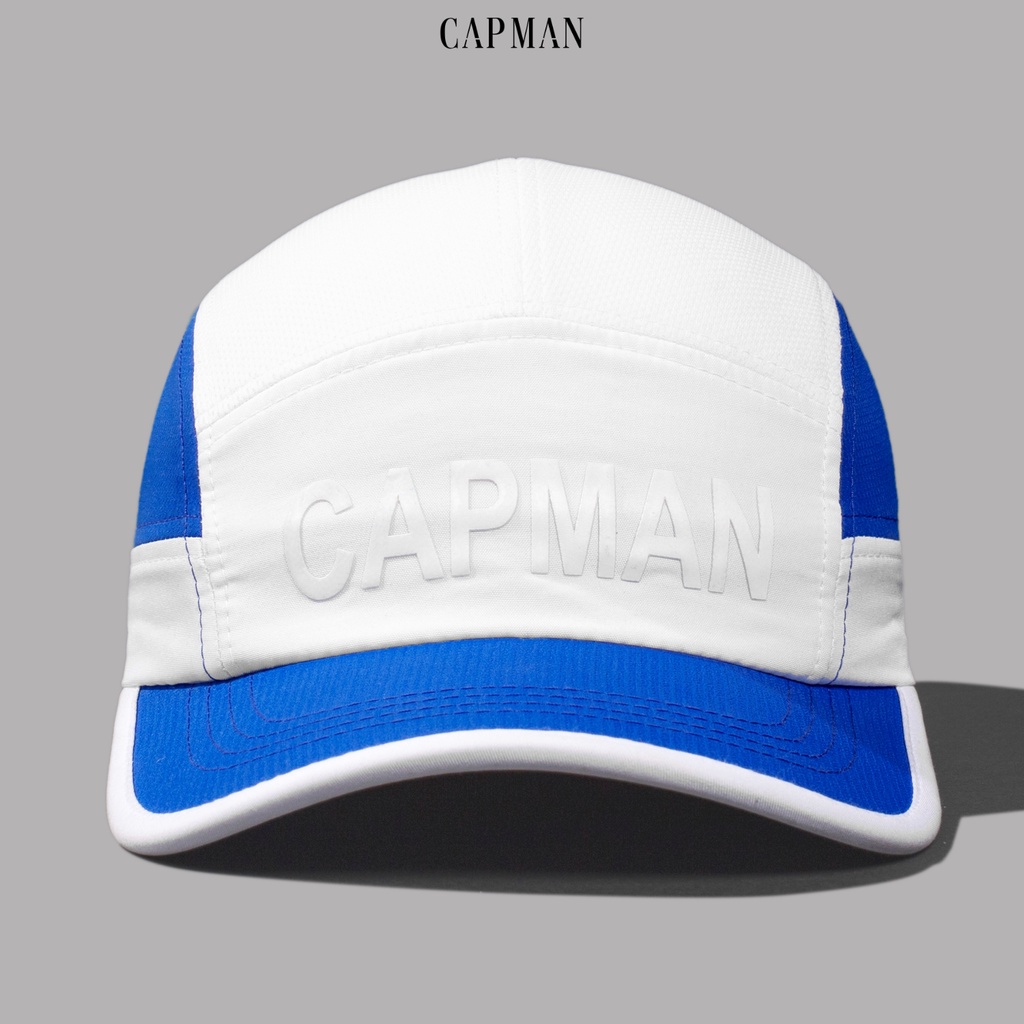 Mũ 5panel chính hãng CAPMAN phong cách hiphop vải dù CM112 màu trắng xanh