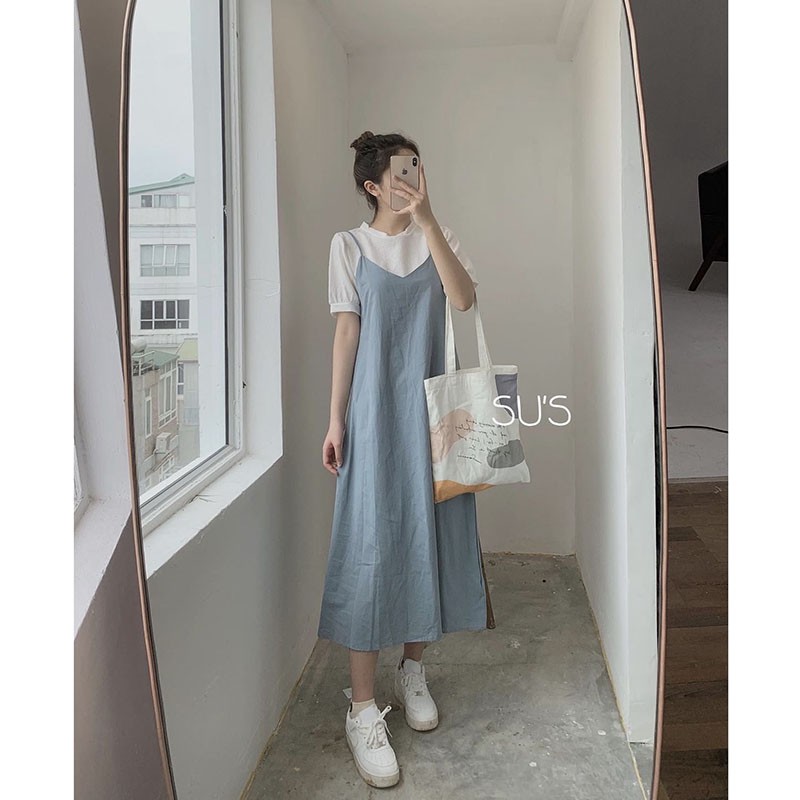 Váy 2 Dây Chất Thô Cổ Chữ V Hàng Quảng Châu M251- Lolla_Fashion | BigBuy360 - bigbuy360.vn