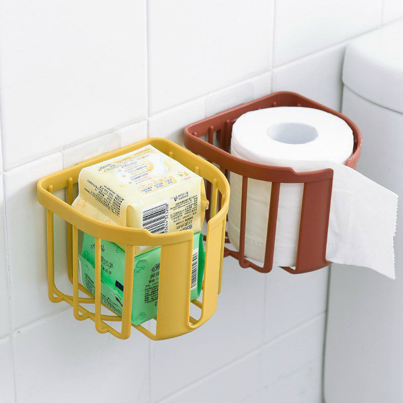 Giỏ nhựa đựng giấy vệ sinh dán tường tiện lợ - giao màu ngẫu nhiên