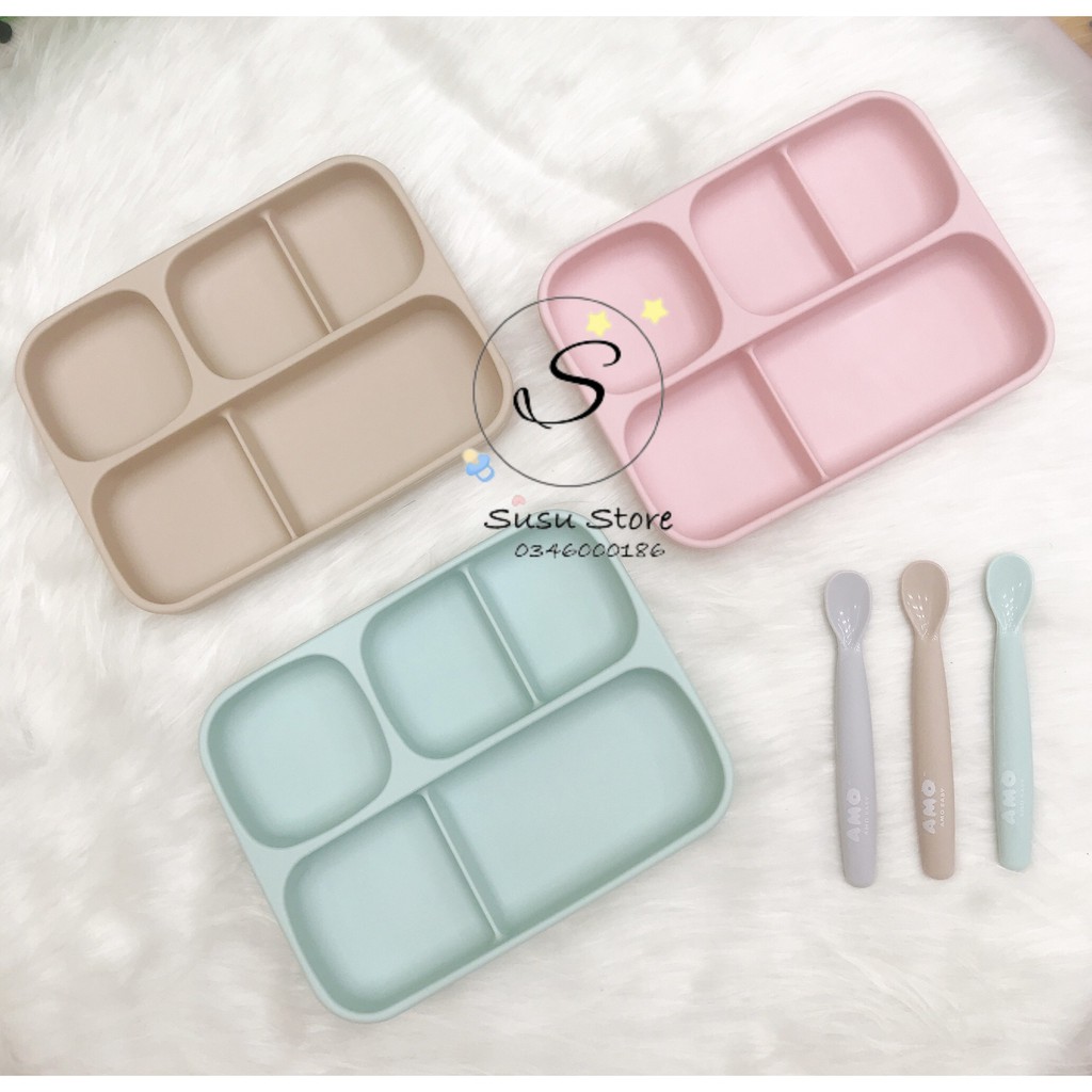 Khay ăn dặm chống đổ silicon Boddy Doll có nắp đậy cho bé ăn dặm ( Khay chưa kèm thìa)