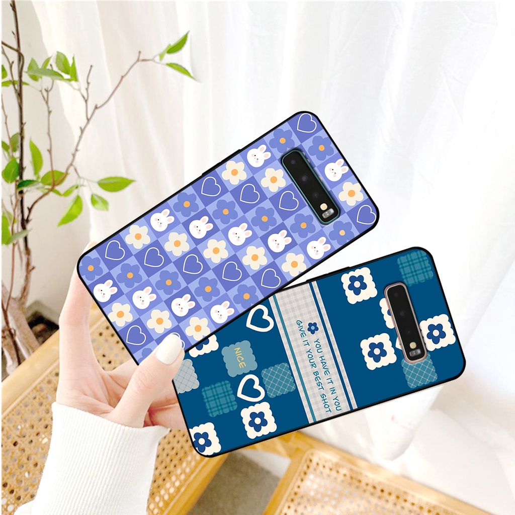 Ốp lưng Samsung S10 - S10 Plus - S10 5G in hoạ tiết caro trái tim đen trắng, gấu bear cute đáng yêu