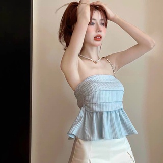 (Video thật) Áo Ống Nhún Lưng Trơn Đũi