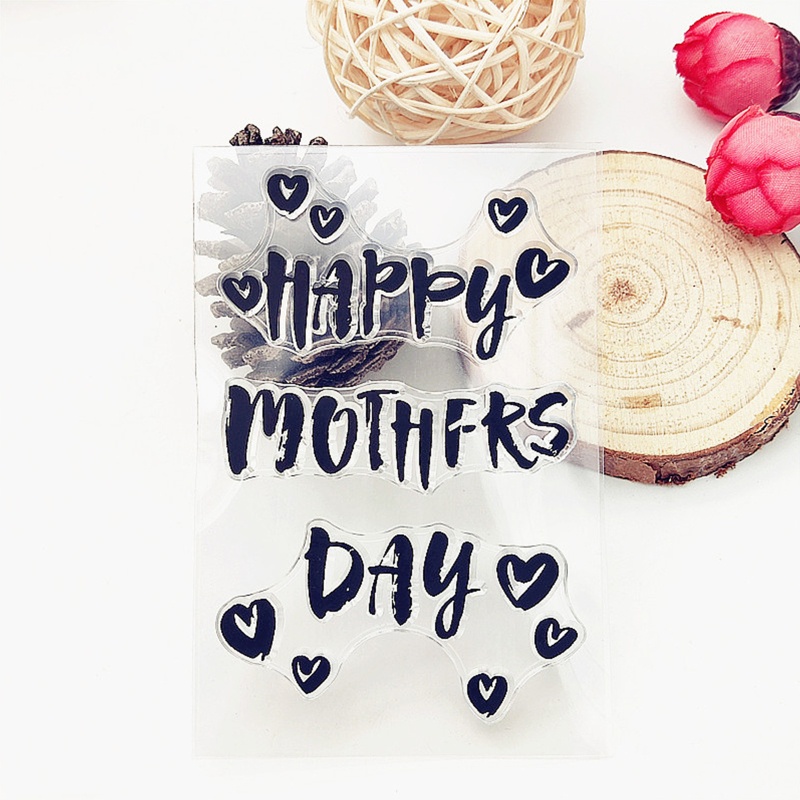 Tem Đóng Dấu Silicone Trong Suốt Hình Chữ Happy Mother Day