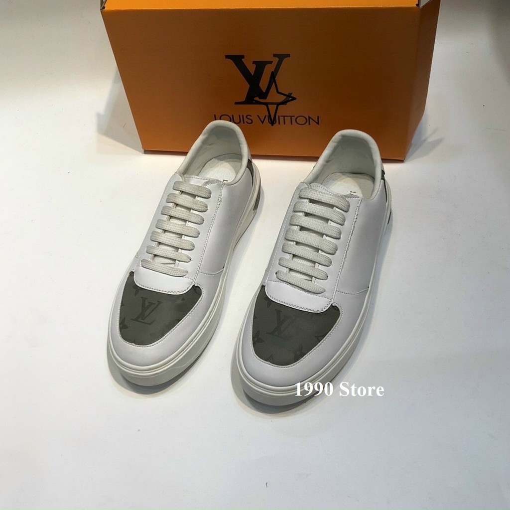 Giày thể thao nam, giày sneaker pha da đế bằng buộc dây nam nữ màu trắng đế cao su độn chống trượt | BigBuy360 - bigbuy360.vn