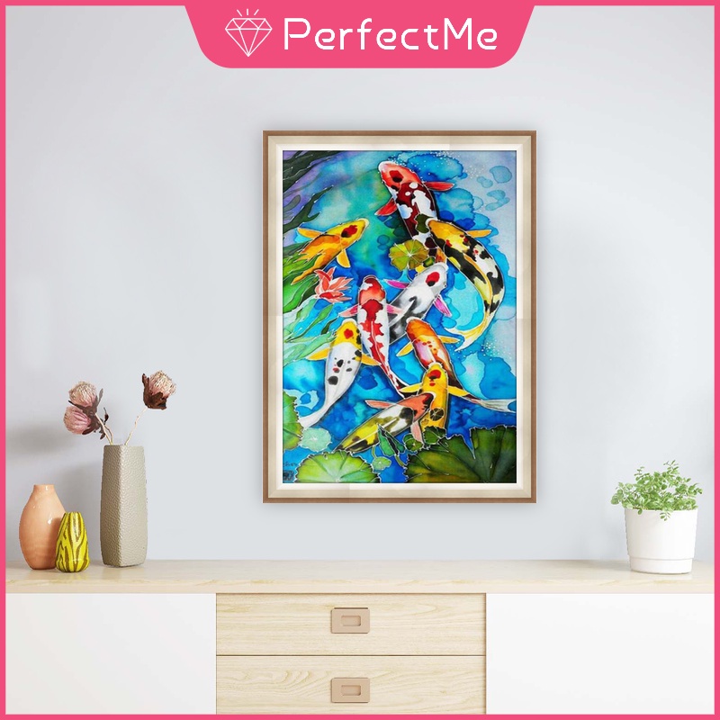 Bộ tranh đính đá 5D tự làm hình hồ sen 30x40cm