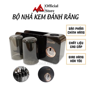Bộ nhả kem đánh răng gắn tường kèm cốc, tặng miếng dán tường - HAHA Store