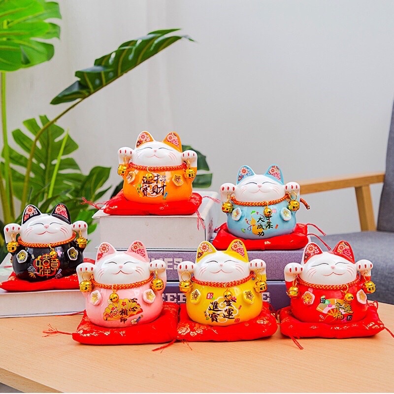 Mèo thần tài may mắn Maneki Neko 10cm (Hũ tiết kiệm)i