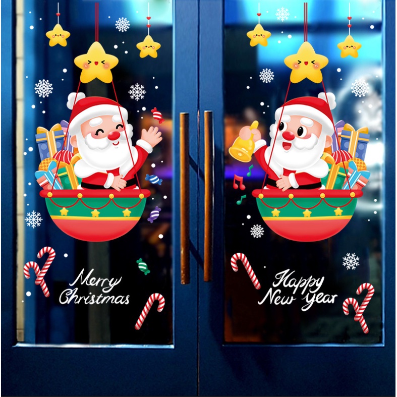 Decal dán tường Noel Hít Tĩnh Điện không Dơ Kính - Vòng Noel Đáng yêu nhiều mẫu