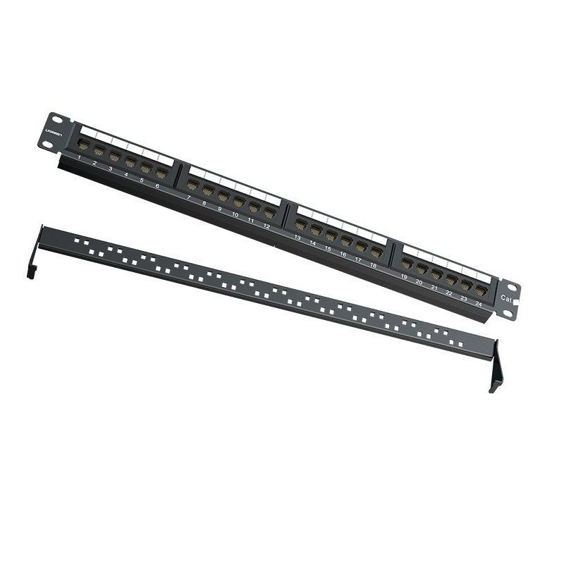 Ugreen 70423 Cat6 UPT 24 cổng màu đen Patch Panel Integrated Ethernet rack NW127