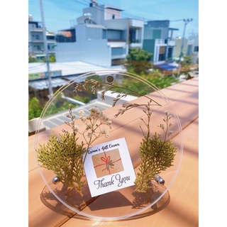 Khung ảnh mica 2 mặt trong suốt hình tròn đường kính 15cm để bàn chân inox chắc chắn, khung ảnh trang trí, decor