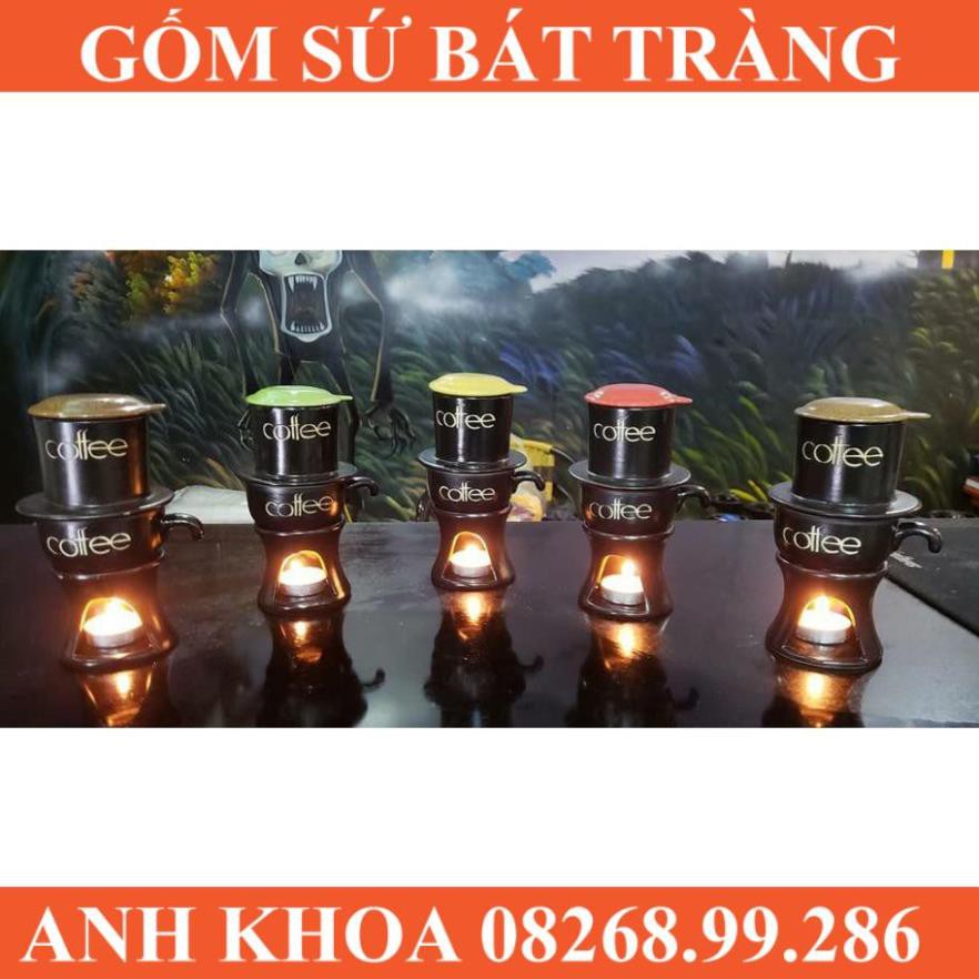 Bộ Tách Cafe Kèm Phin Bát Tràng (tặng kèm vỉ nến 10v)  - Gốm sứ Bát Tràng Anh Khoa