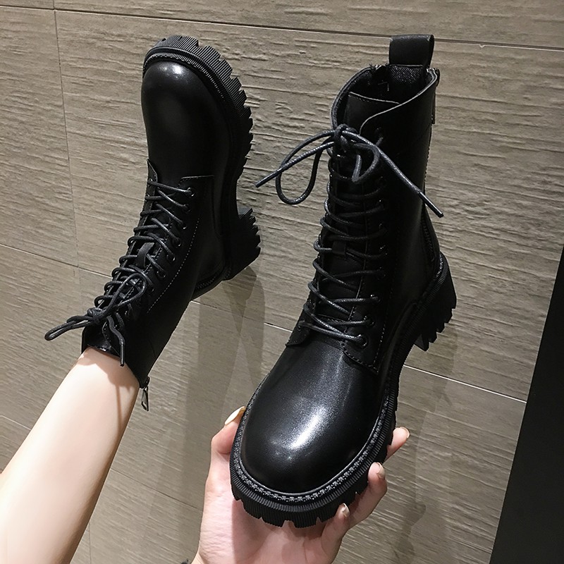 [Mã FATHANG5 giảm 10K đơn 50K] (Order - Ảnh Thật Cuối Cùng ) Giày Boots Martin Mũi Tròn Cá Tính - Hot Tiktok 2021