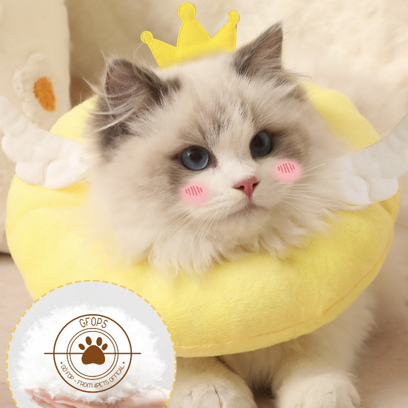 Vòng chống liếm/ Gối chống liếm Elizabeth cho chó mèo mẫu Thiên Thần có dây rút chỉnh size - 4pets official