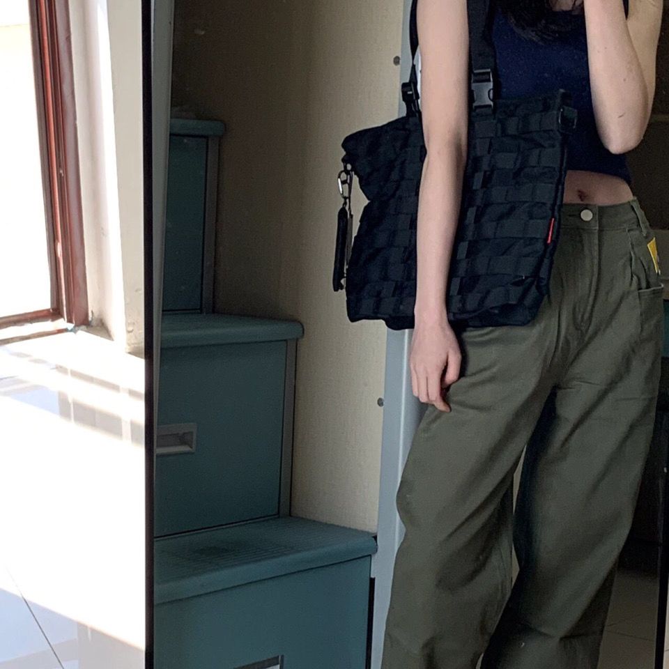 Honypove Quần Yếm Jean Lưng Cao Ống Rộng Phong Cách Retro Đường Phố Mỹ Thời Trang Mùa Hè Cho Nữ