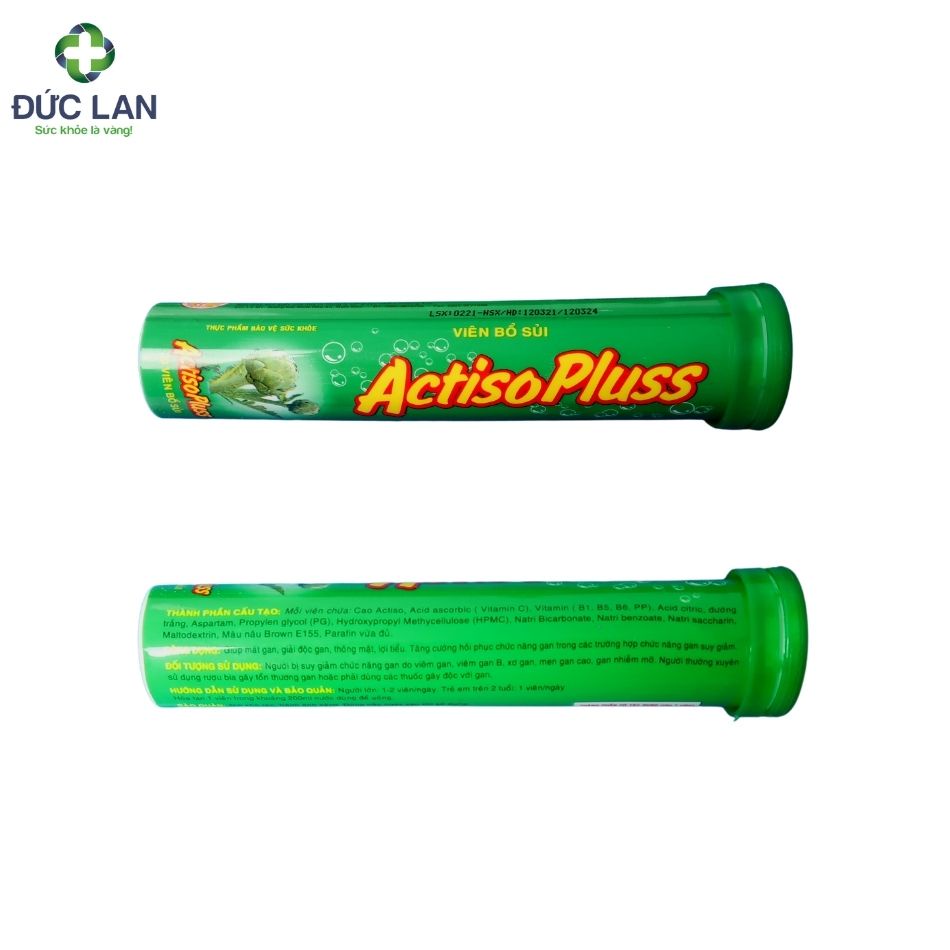 Actiso Pluss - Bổ Sung cao Actiso,Vitamin C và vitamin nhóm B. Mát Gan, giải độc gan, thông mật, lợi tiểu, tuýp 20 viên.