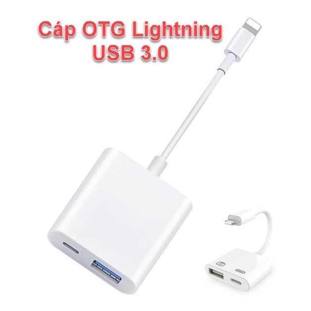 Cáp Chuyển Đổi OTG 2 Trong 1 Bộ Chuyển Đổi Cho Máy Ảnh Lightning Sang USB 3.0