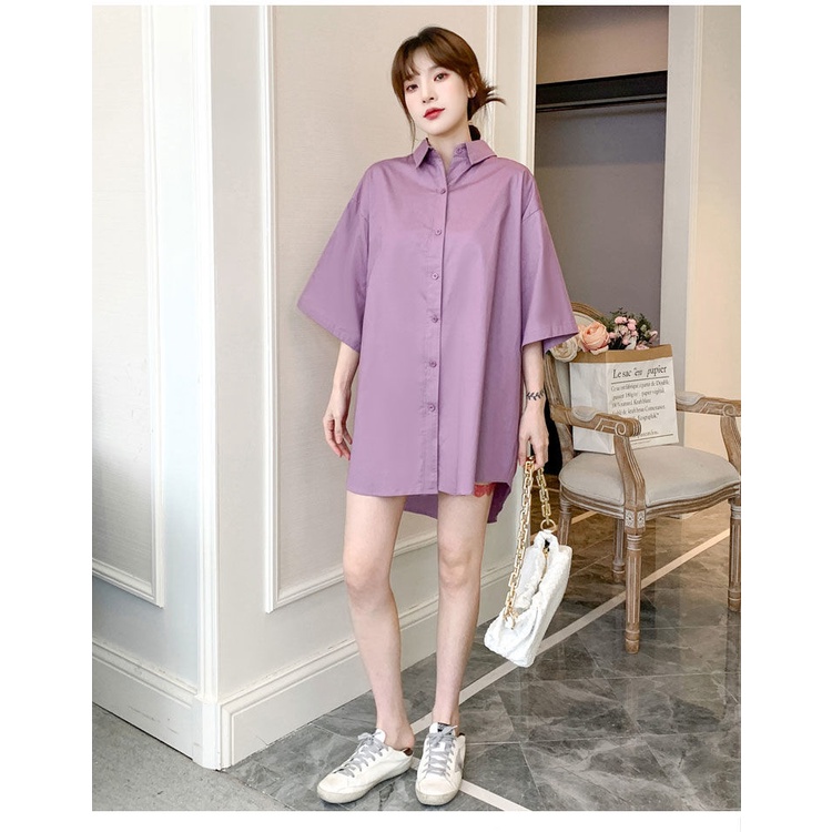 Summer vintage butterfly print large version short-sleeved thin shirt