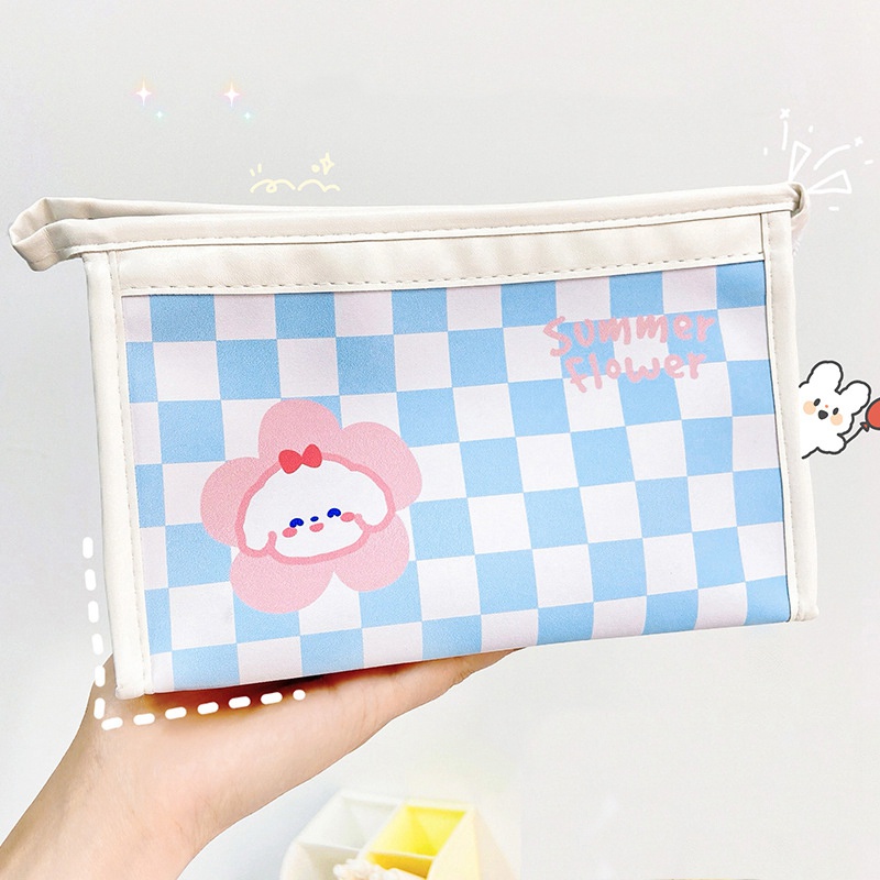Túi Đựng Bút Chì / Mỹ Phẩm Cỡ Lớn Kẻ Sọc Ca Rô Chuyên Dùng Cho Học