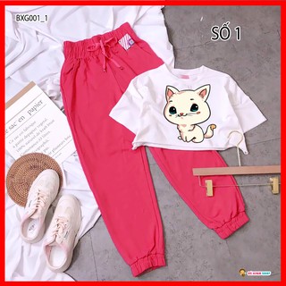 Set áo croptop quần jogger thể thao cho bé gái từ 2,3,4,5,6,7,8,9,10,11,12,13,14,15,16 tuổi