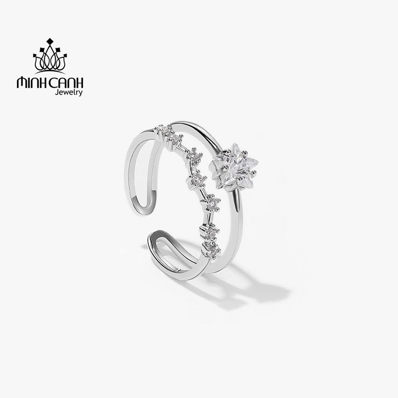 Nhẫn Bạc Nữ Kép Hoạ Tiết Ngôi Sao Freesize - Minh Canh Jewelry