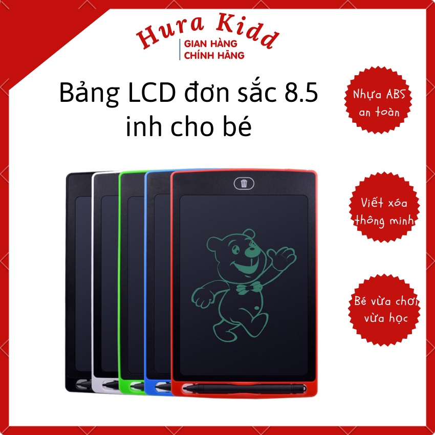 Bảng vẽ tự xóa điện tử thông minh bảng LCD đơn sắc 8.5 inh cho bé tập viết - Hura Kidd