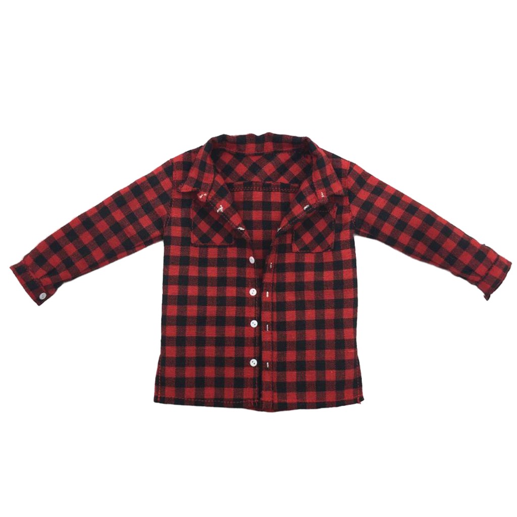 Áo khoác sọc ca rô đỏ 1 / 6 cho búp bê 12 inch