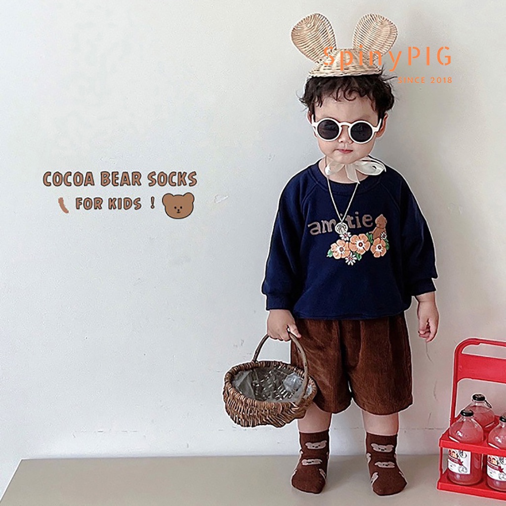 Set 5 đôi tất cho trẻ em từ 1-12 tuổi nhiều màu chất liệu cotton dày