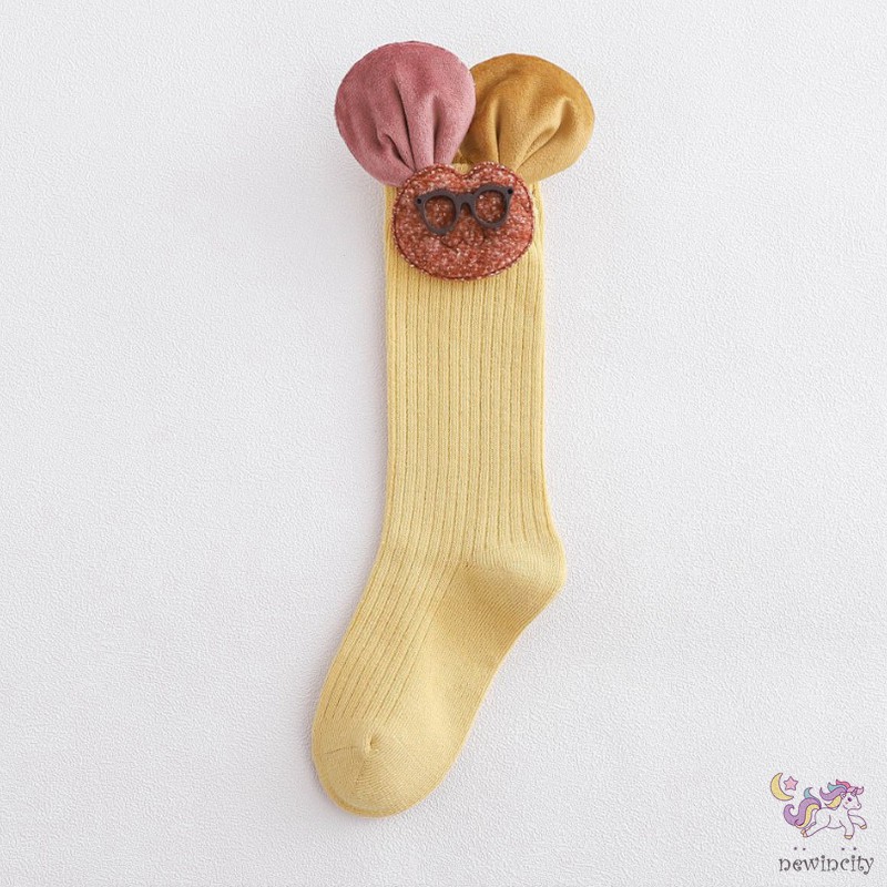 Vớ cotton màu trơn thiết kế kiểu dáng hoạt hình phong cách thời trang Hàn Quốc cho nữ